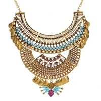 boho choker necklace women indian ethnic statement pink crystal large collar necklaces pendant fashion luxury choker necklace