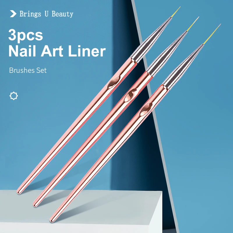 

3pcs Nail Art Drawing Striping Liner Pen Brush DIY Painting Flower Drawing Lines Set Manicure Nails Design Professional Home Use