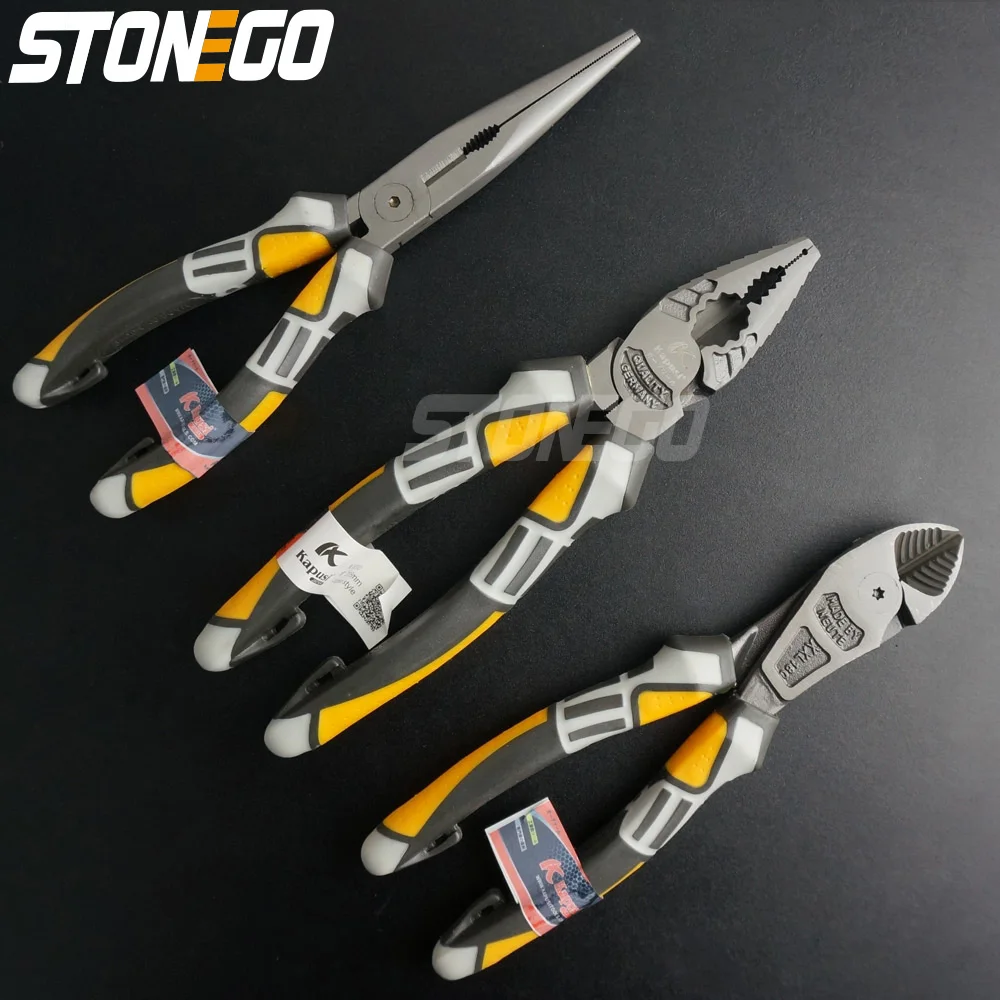 

STONEGO Insulated Plier, Wire Stripping Crimping Electrician Pliers Stripper Crimper Wire Cutter Durable Nickel-Chrome Steel