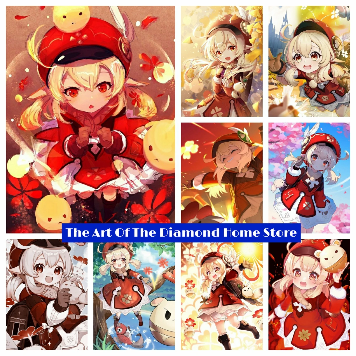 

5D Klee Cartoon Girl Painting Diamond Embroidery Kits Genshin Impact Anime Cross Stitch Picture Mosaic Craft Bedroom Home Decor