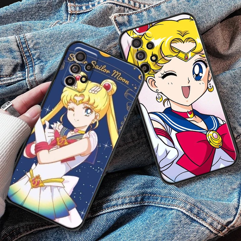 

Bandai Sailor Moon Anime For Samsung A20 A21 A22 4G 5G Phone Case Carcasa Black Liquid Silicon Soft Coque Funda