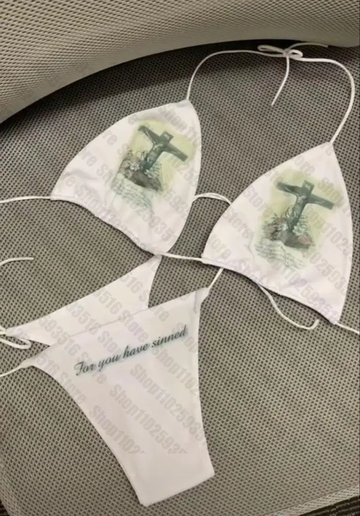 Женский раздельный купальник с принтом