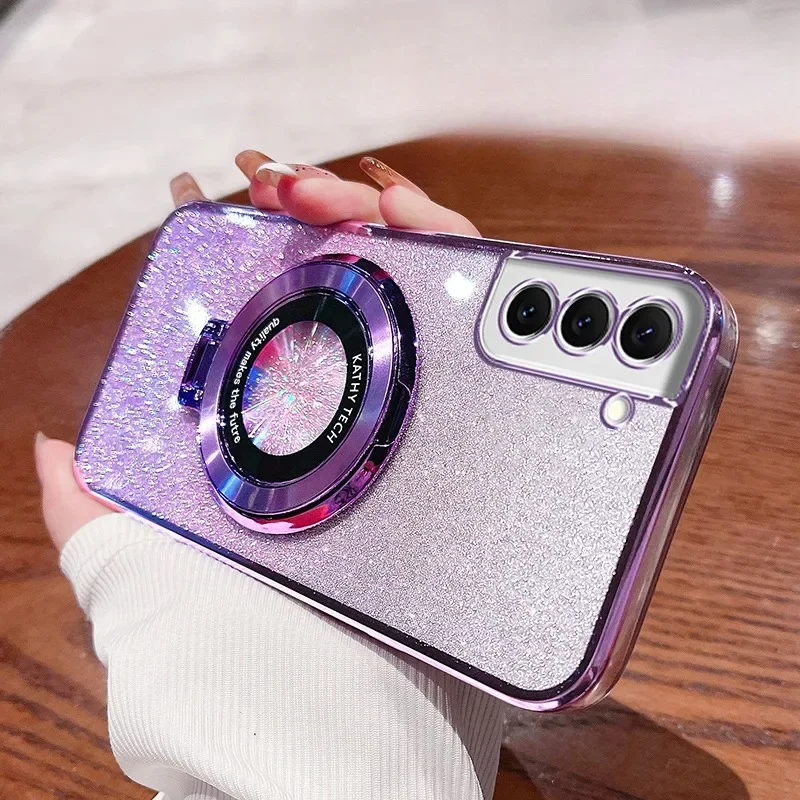 Чехол-подставка с градиентным блеском для Samsung Galaxy S23FE S24 S22 S21 S20 S10 Plus Note 20 Ultra 10 9 A06