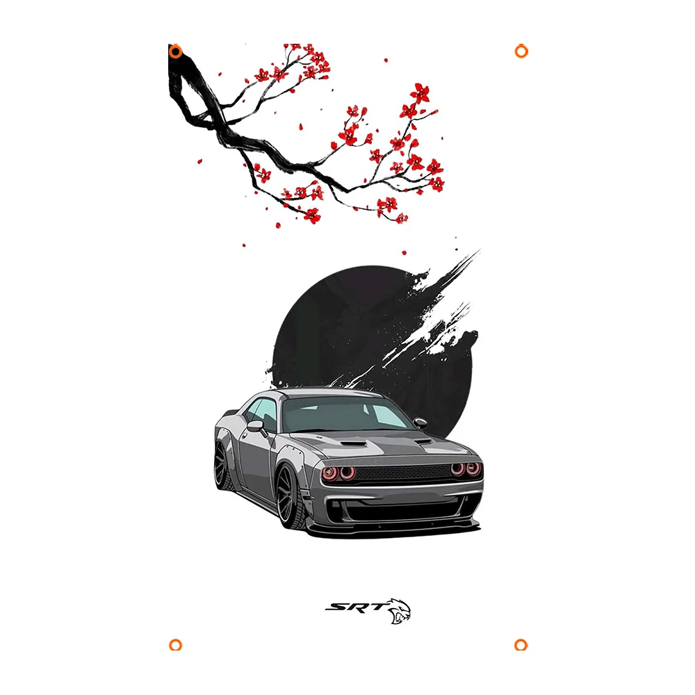 Фото 3x5FT персонализированный крутой автомобильный флаг JDM, применимый к гараже или на открытом воздухе для украшения №4