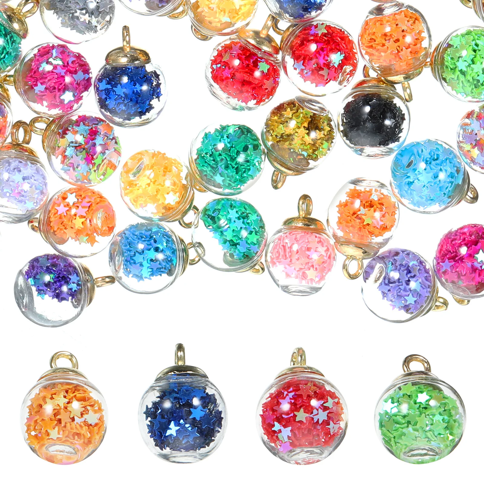 50 Pcs Accessories Glass Ornaments Adorable Pendants DIY Ball Bracelet Earrings Handmade Necklace Charm