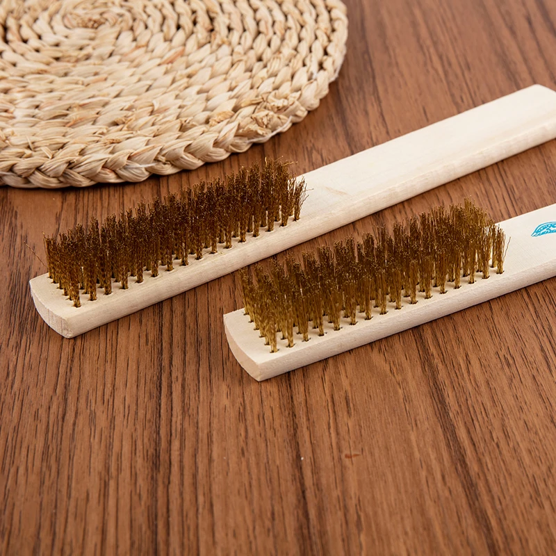 

Wood Handle Brass Wire Copper Brush for Industrial Devices Surface/Inner Polishing Grinding Cleaning