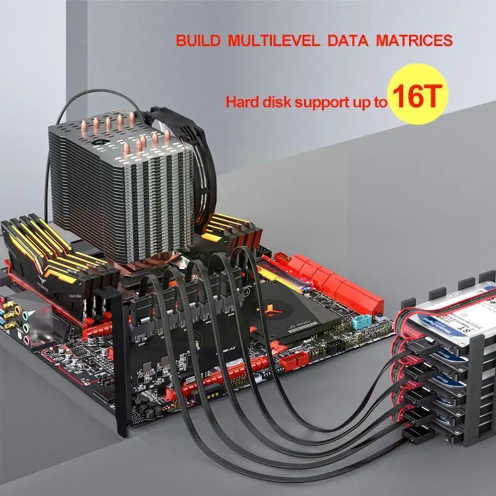 

10 Ports Sata 3.0 Pcie Card Sata Controller 6g Internal Computer Pcie Card Adapter Expansion Converter Riser Accessories H5o9