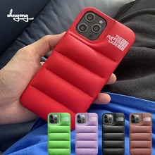 New Fashion Brand Down Jacket Phone Case For iPhone 13 12 11 Pro Max X XS XR 7 8 Plus SE 2020 Air Cushion Shockproof Soft Cover