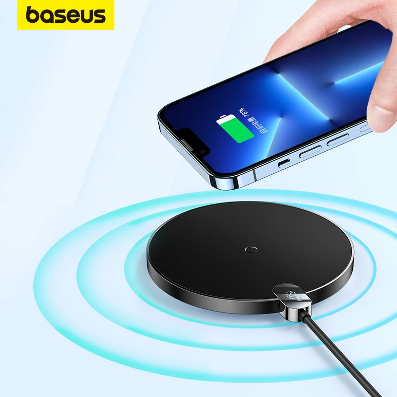 

Baseus 15W Wireless Chargers For iPhone 14 12 Samsung LED Display Desktop Wireless Charging Pad For Airpods Fast Charger