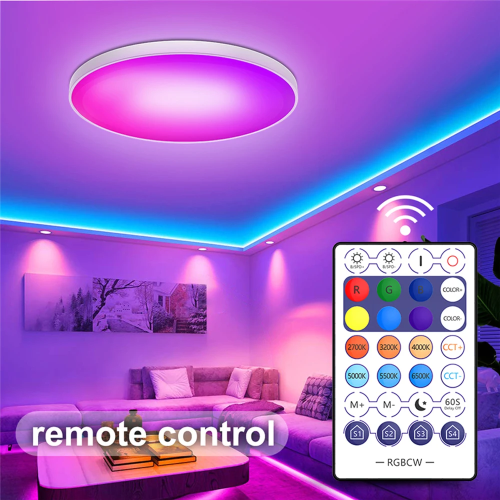 

Светодиодный потолочный светильник, умная лампа RGB «сделай сам» с поддержкой Wi-Fi, 30 Вт, с микрофоном, подходит для гостиной, спальни, Google Home