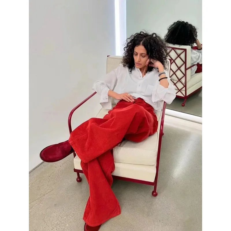 Женские вельветовые широкие брюки