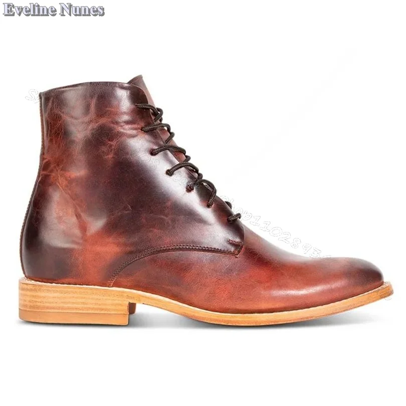 Ботинки Cattlehide мужские в стиле ретро ботинки на молнии шнуровке высокий каблук