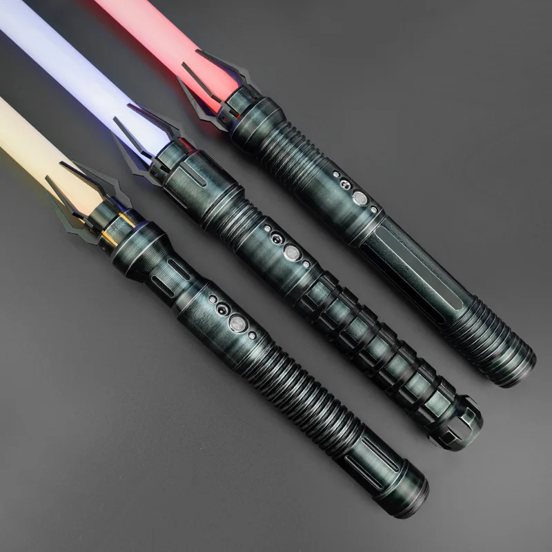 

Battle Damaged series metal hilt heavy duel Saber RGB lightsaber with 12 Sets sound fonts smooth swing laser sword Glow toys