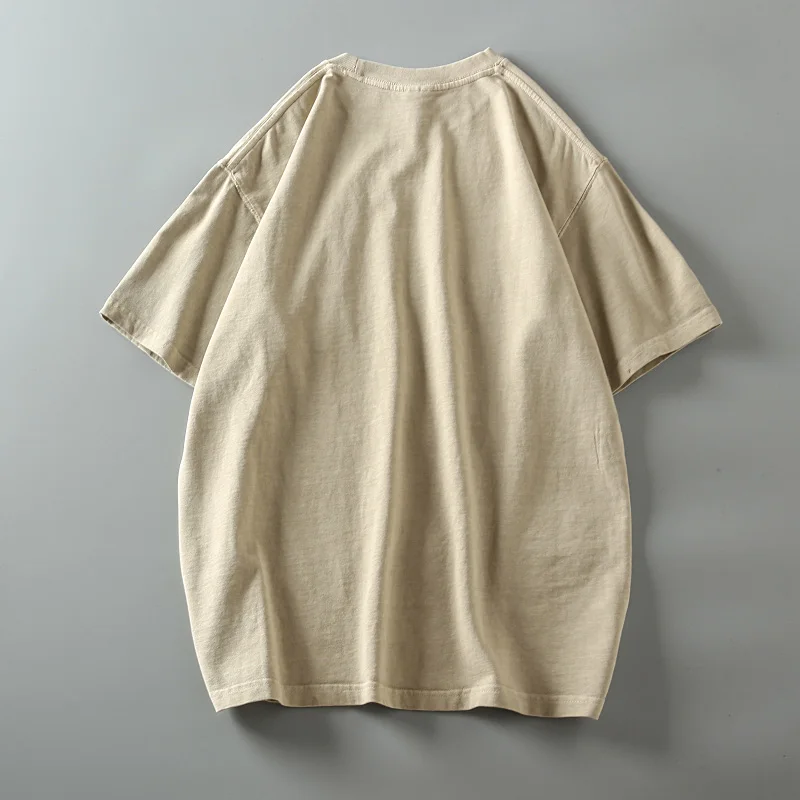 Summer Batik Distressed High-Weight Cotton Washed Men's Loose Casual All-matching Drop Shoulder round Neck Short sleeve T-shirt |