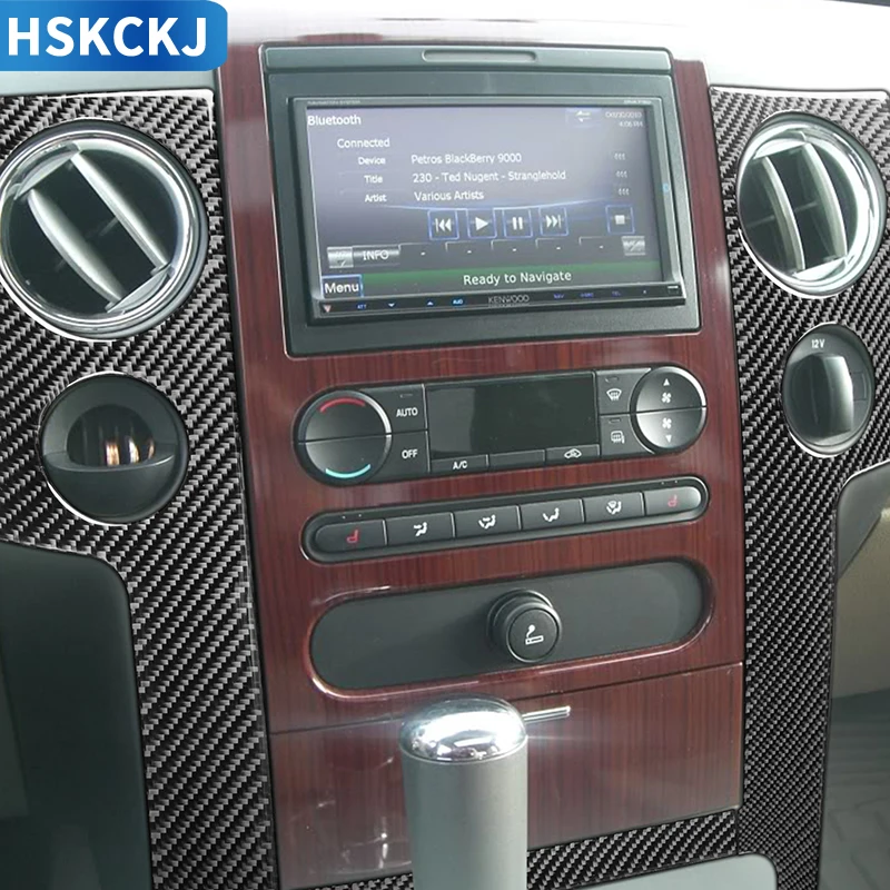

Central Control Multimedia Both Sides Decorative Carbon Fiber Stickers For Ford F150 2004 2005 2006 2007 2008 Car Accessories