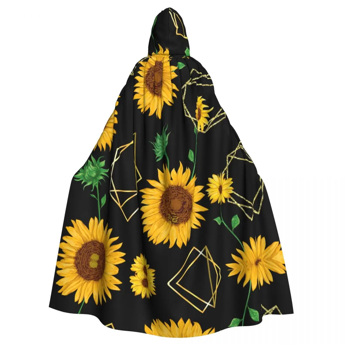 

Unisex Witch Party Reversible Hooded Adult Vampires Cape Cloak Golden Sunflowers