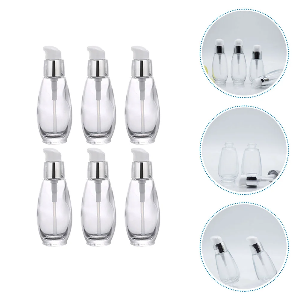 

6 Pcs Travel Containers Press Liquid Foundation Leakproof Shampoo Travel Bottle Empty Refillable Lotion 10x4cm Clear Bottles