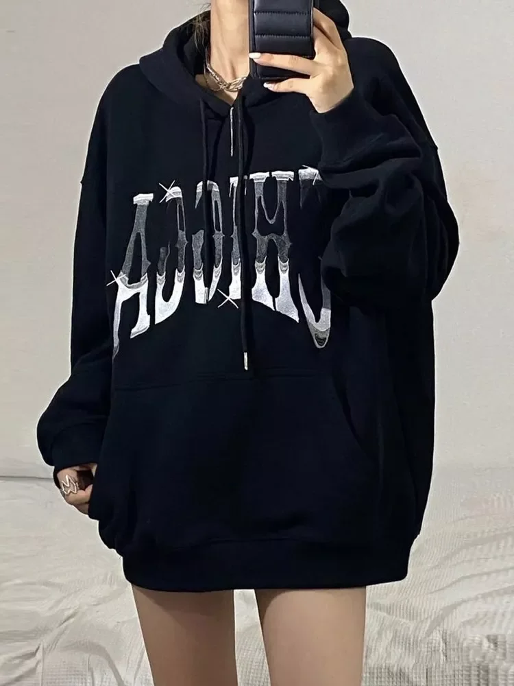 

2023New Hoodie Womens Pullover Loose Letter Printing Sweatshirt Women Summer New Long Sleeved Top Outerwear Niche Ladie Clothin