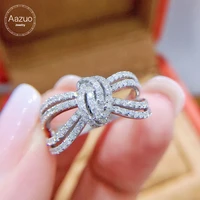 aazuo fine jewerly 18k gold real diamonds 0 65ct luxury knot fashion lines ring gift for women engagement halo anillos mujer