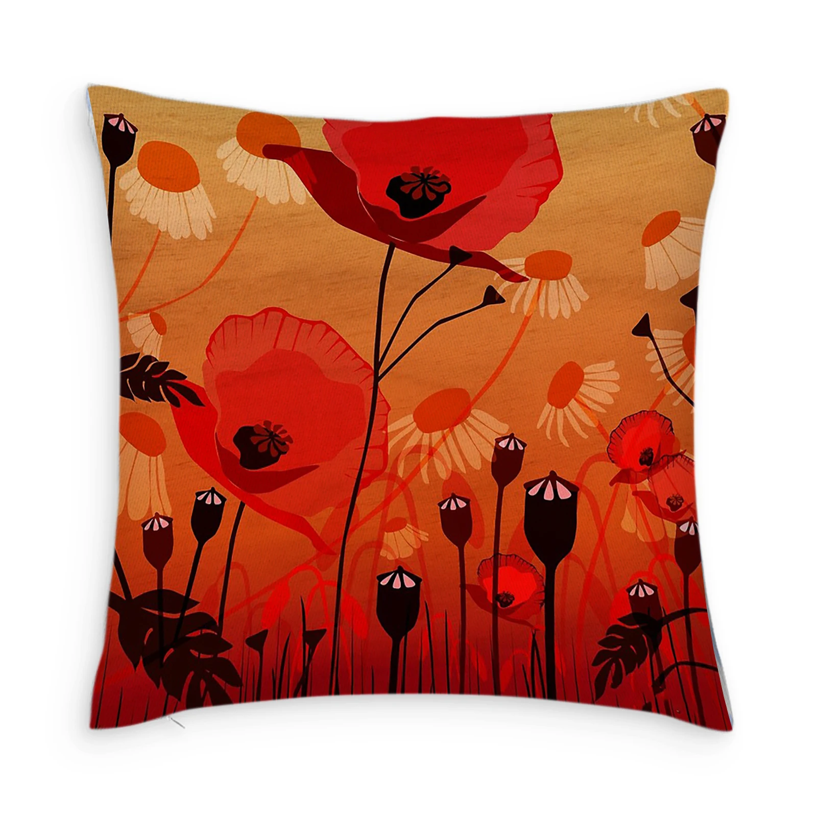 

Poppies On Woodgrain Customize Pillow Case Modern Home Cushion Cover 45*45cm Decorative Pillowcases for Sofa Throw Pillowslip