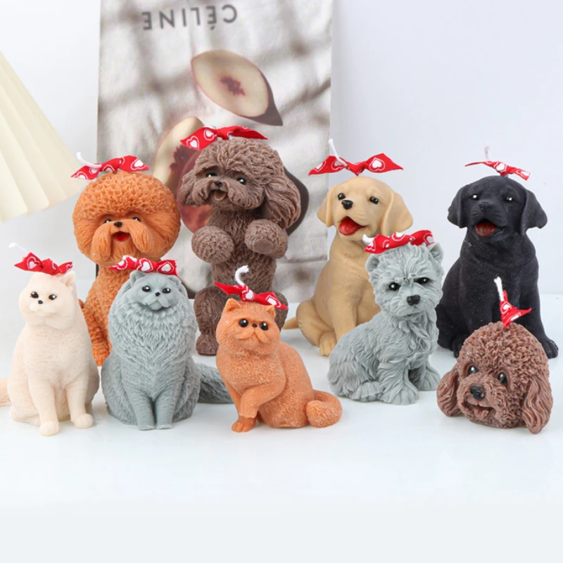 Форма для изготовления свечей в виде собаки-кошки силиконовая льда кубиков мыла