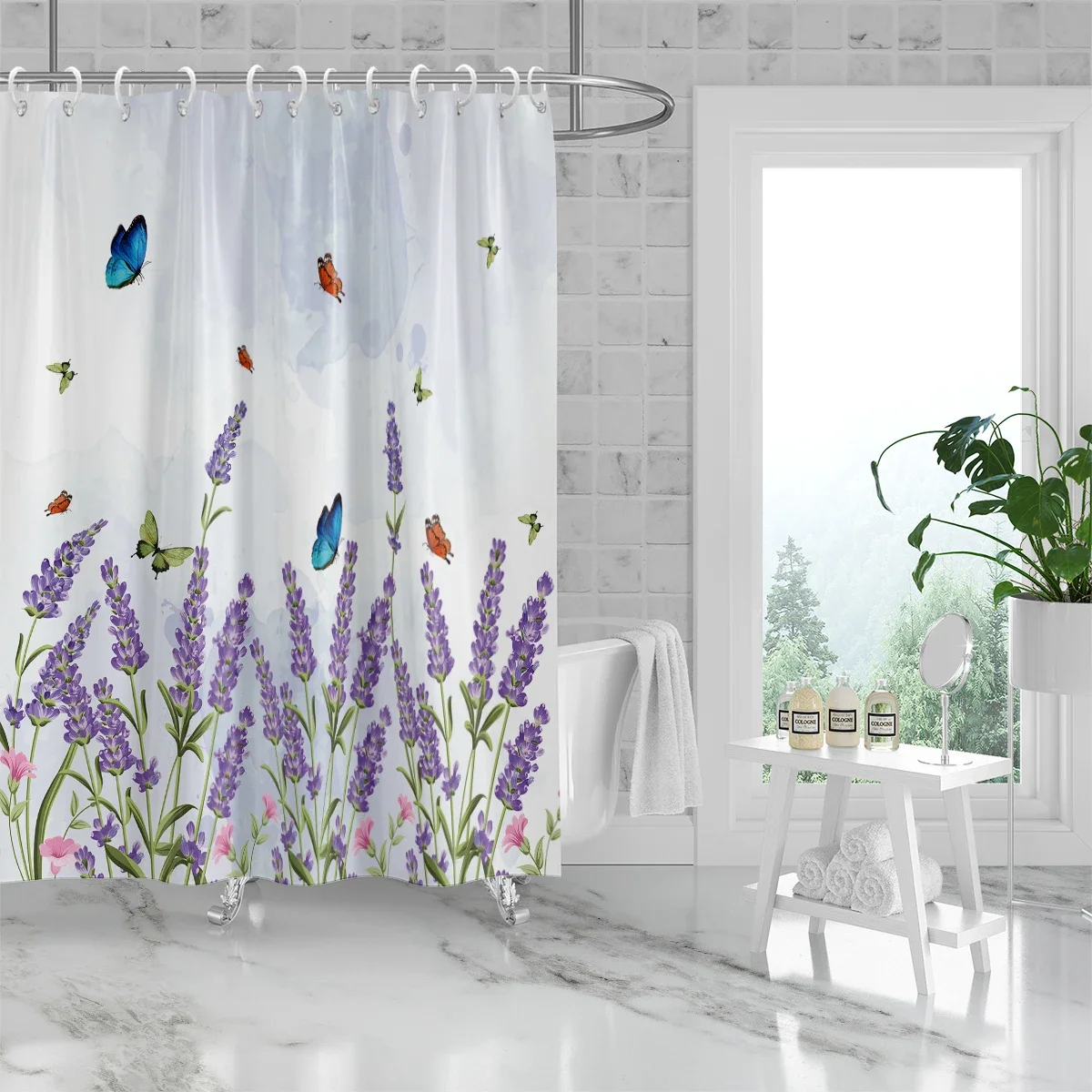 Сумка для мытья посуды с цветочным принтом Naturel Violet 180x180 см 1 коробка Cloison de Salle Bain