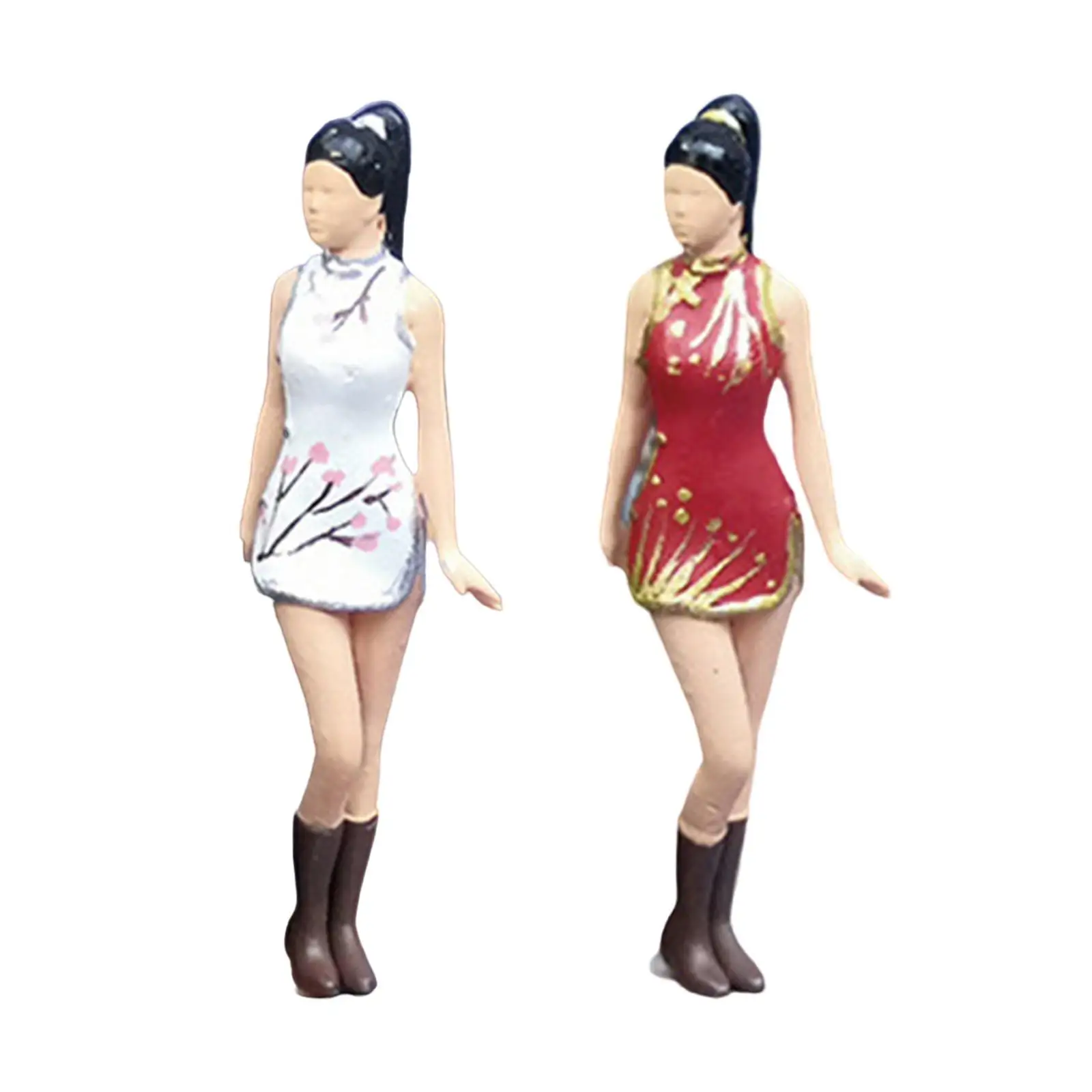 1/64 фигурки диорамы из смолы реалистичный персонаж миниатюрная леди с Cheongsam для