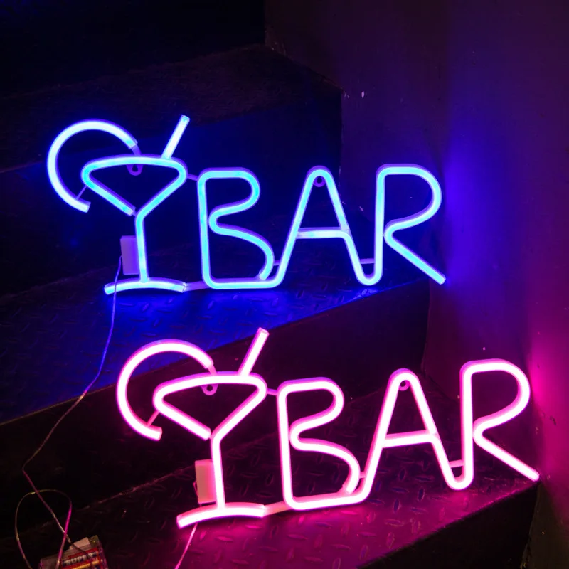 

Custom LED Neon Sign Light Wall Decor Cocktail Beer Wine Glass Neon Lamp For Bar Shop Store Home Room Decoration USB Night Light