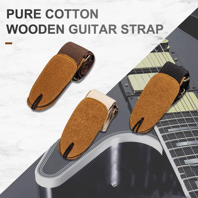 

Регулируемый ремень для гитары из чистого хлопка, кожаный наплечный ремень для бас-гитары