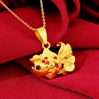 golden fish womens girl pendant chain 18k yellow gold filled fashion jewelry gift
