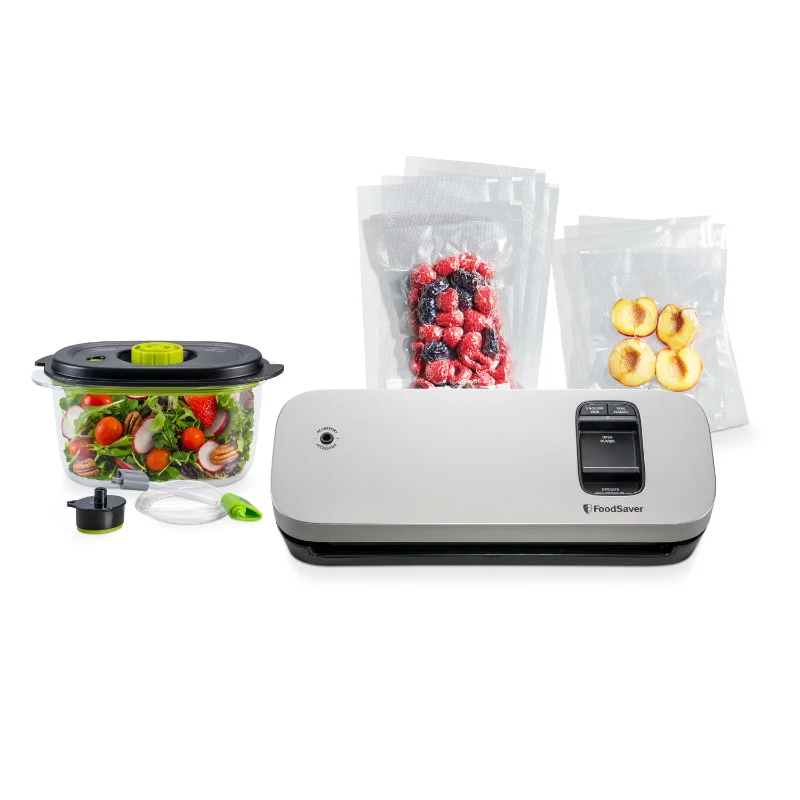 Vacuum Food Sealers FoodSaver Vacuum Sealer Special Value Pack, Compact Machine with Bags