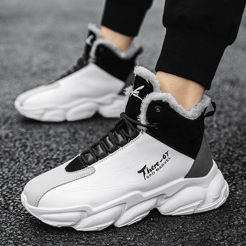 

Зимние мужские походные ботинки, зимние ботинки, бархатные теплые ботинки с высоким берцем, уличные повседневные ботинки для бега, прочные ...