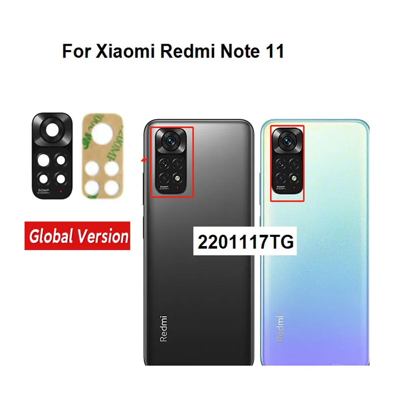 New For Xiaomi Redmi Note 11 Back Camera Lens Rear Glass With Frame Cover 4G Global 2201117TG 2201117TI 2201117TY 2201117TL