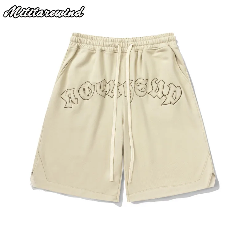 

Knee Length High Street Loose Baggy Basketball Sportswear American Hip Hop Embroidery Letter Print Summer Casual Men Shorts