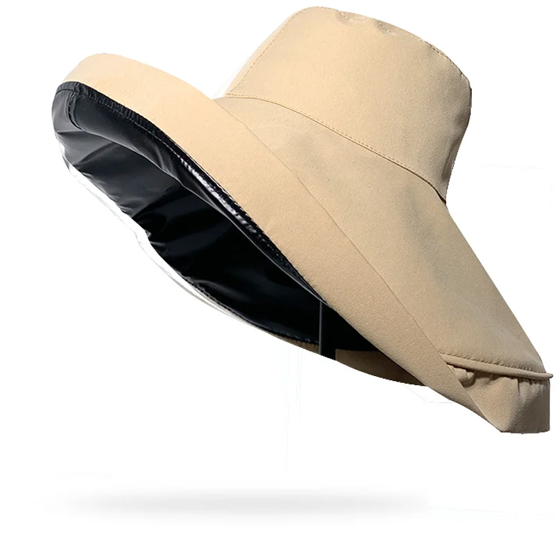 

18CM Super Large Wide Brim Women Beach Hats Double-Sided Foldable Anti-UV Girl Summer Sun Hat Panama Female Sunscreen Cap Bonnet