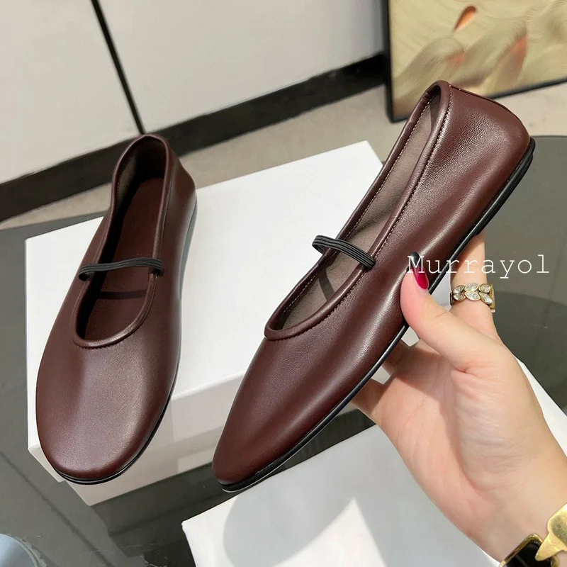 Туфли женские прогулочные из натуральной кожи лоферы с круглым носком мягкая