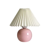 nordic girl room decorated with pleated desk light fixtures korean style folding table lampshade cozy bedroom bedside lamp