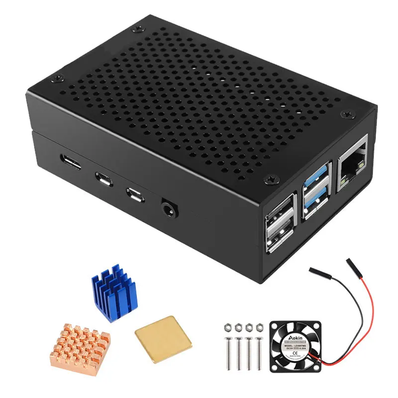 

Алюминиевый Чехол для Raspberry Pi 4, черный, серебристый корпус, металлический корпус для Raspberry PI 4 B