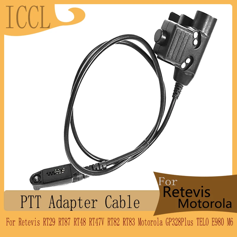 PTT Adapter Cable for Retevis RT29 RT87 RT48 RT47V RT82 RT83 Ailunce HD1 Motorola GP328Plus TELO E980 M6 Walkie Talkie Connector