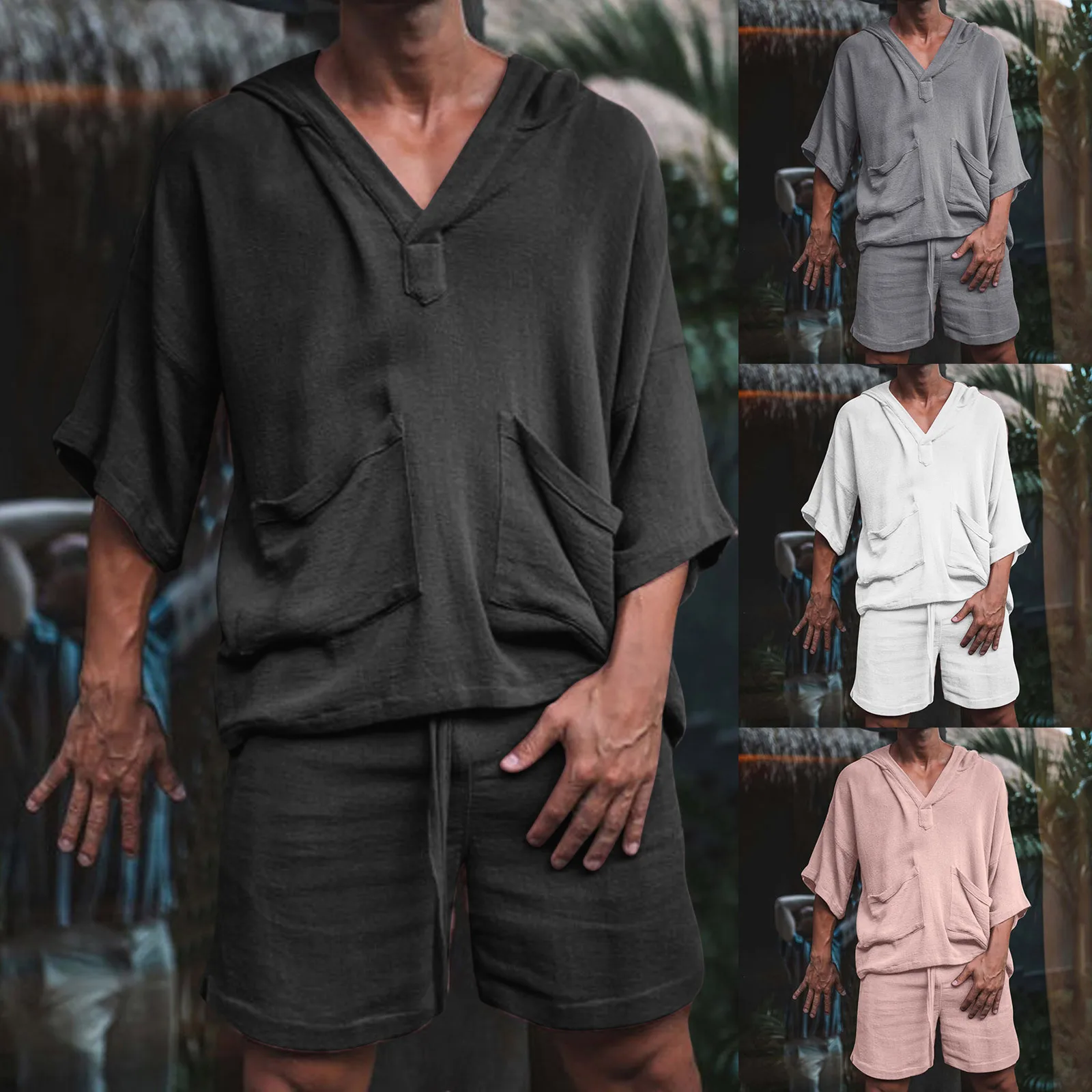 

2023new Short Sleeve Shorts Two-piece Cotton And Linen Loose Leisure Sports Half Sleeve Suit