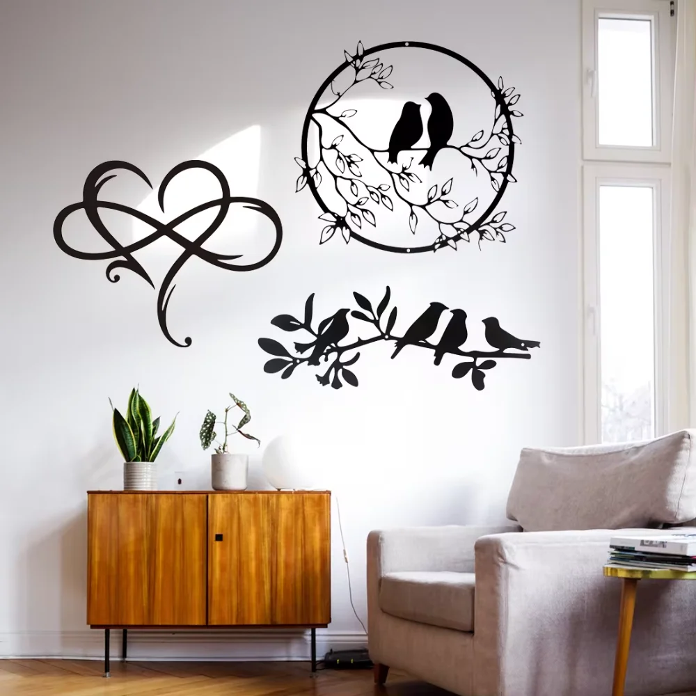 1 Шт. Металлические Настенные Рисунки-птица На Ветке Дерева Элегантный Стиль