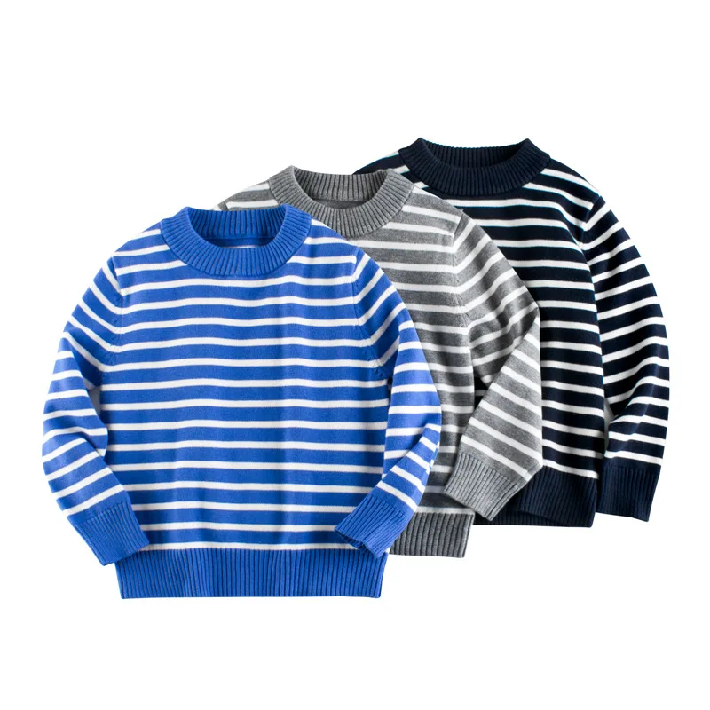 

Korean Teen Girls Boys Sweaters Spring Kids Stripe Pullovers Knitted Tops Children Baby Boys Girls Unisex Knitting Clothes 2-8T