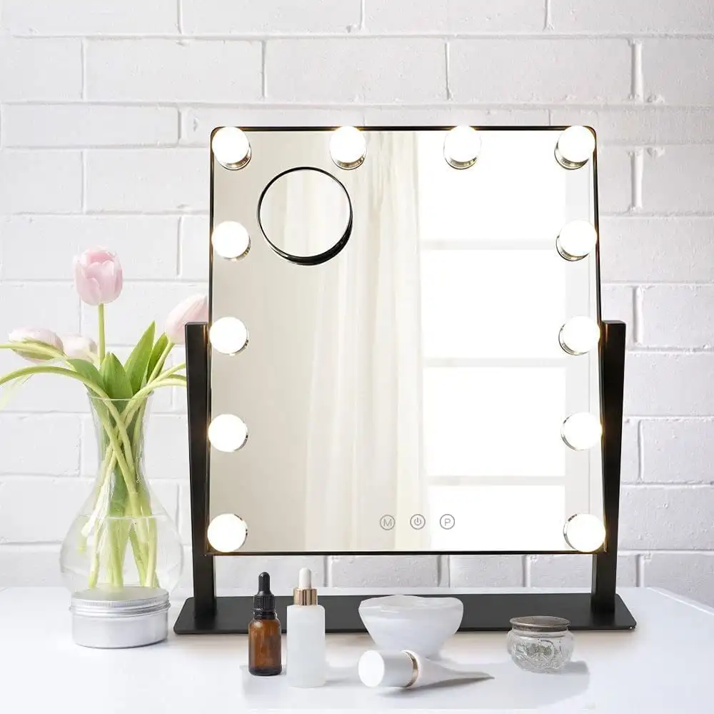 Free Shipping Vanity Makeup Mirror with Lights Metal Tabletop ,17.3