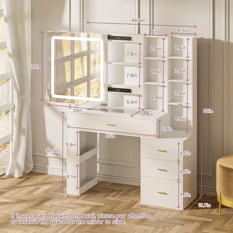 Настольное зеркало и светильники 3 цвета настольное Белое Зеркало макияж с 4