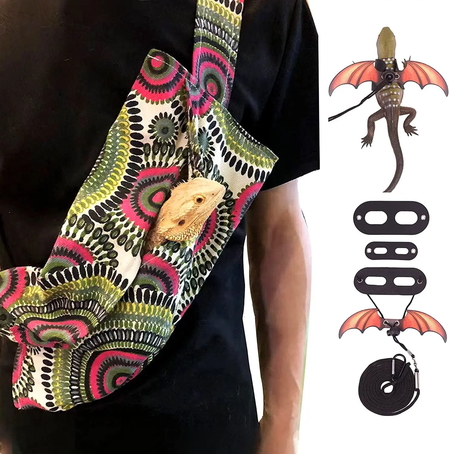 

Подвесной поводок с рыбьим драконом, переноска для ящериц с крыльями, гамак с медведем и поводок для рептилий, маленькая переноска для живот...