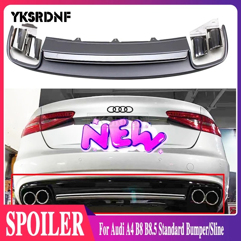 

PP Rear Bumper Lip Diffuser exhaust end pipe for Audi A4 B8 B8.5 Standard Bumper/Sline bumper 2009-2016 S4 Style