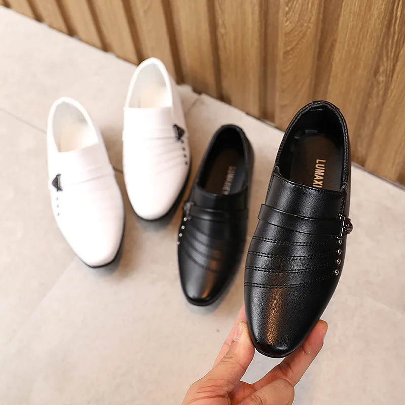 

Boys Black Leather Shoes British Style White Children Shoe Kids Dress Suit Fashion Shows Performance Shoe Leather Shoes туфли