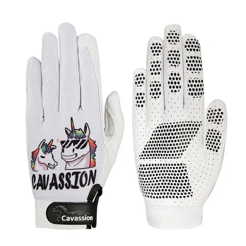 CavPassion-детские перчатки для верховой езды, белый протектор рук для верховой езды, размер 6, для мальчика и девочки