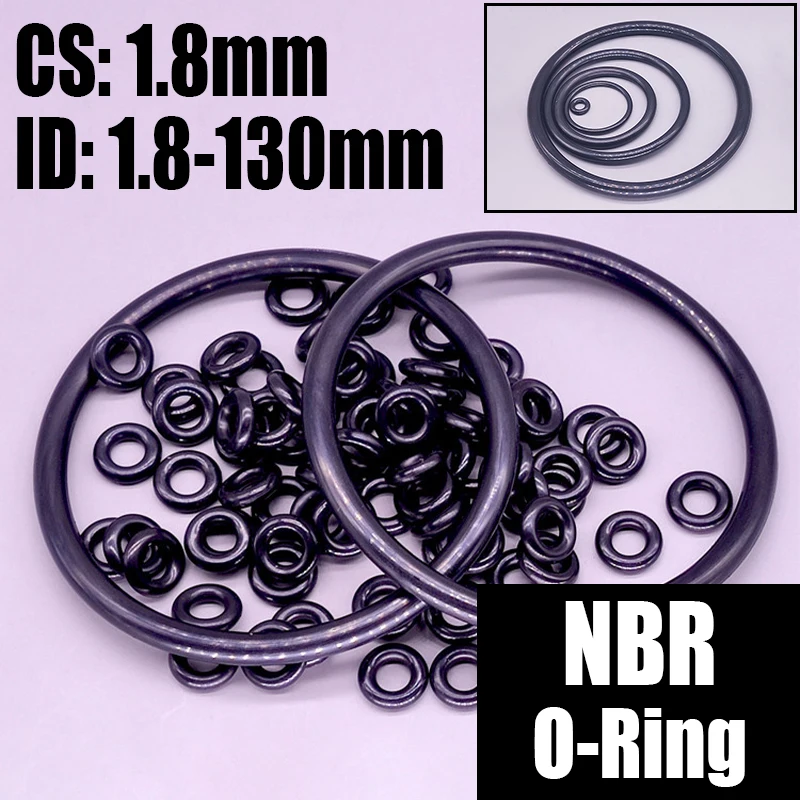 

5-40PCS NBR O Ring Seal Gasket Thickness CS 1.8mm ID 1.8-130mm Nitrile Butadiene Rubber Spacer Oil Resistance Washer Round Shape