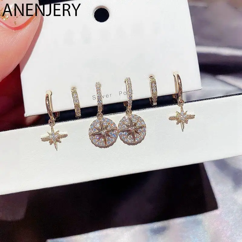 

Женские серьги с блестящим цирконием ANENJERY, оптом